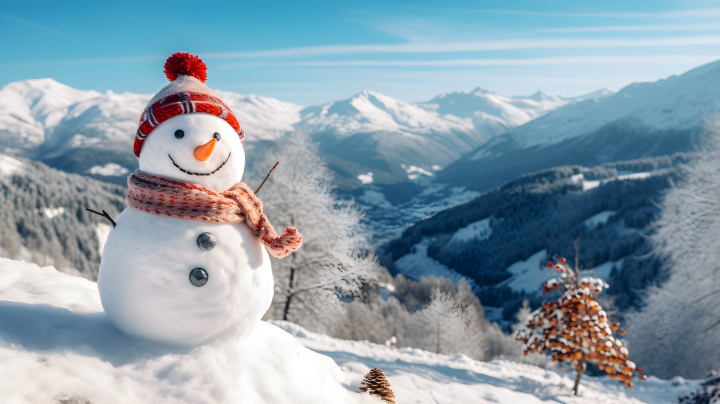 温情满满的爱意之雪人摄影图版权图片下载