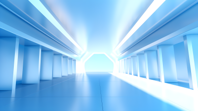 蓝色隧道，窗户洒下光芒的摄影图片