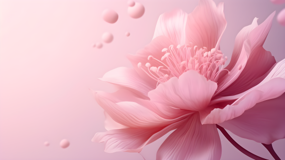 粉色背景上的粉色花朵摄影图片