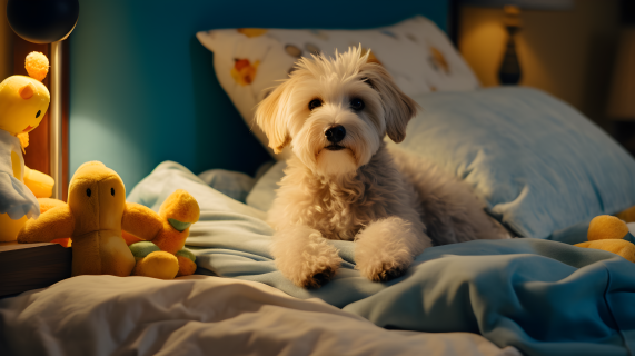 金蓝风格巨型狗床摄影图片