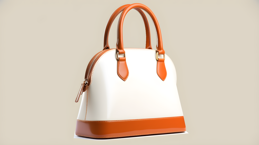 精确绘图风格的白色和棕色手提包摄影版权图片下载