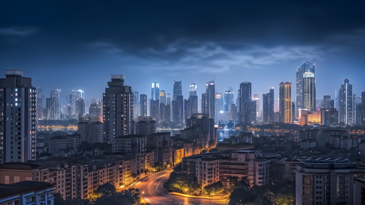 熠熠生辉的城市夜景摄影版权图片下载