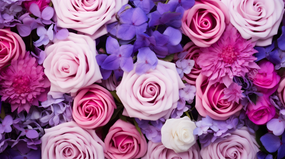 粉紫色花束玫瑰摄影图