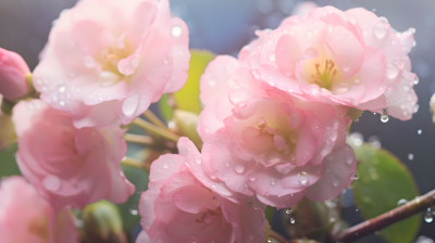 粉色雨滴花朵摄影图片