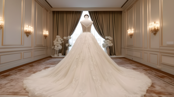 高清绝美婚纱在优雅的房间里摄影图片
