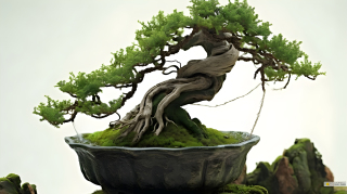 苔藓盆景摄影图