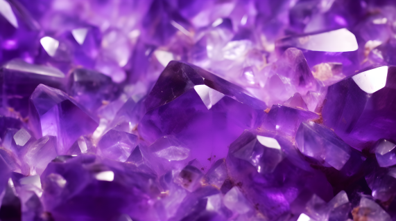 晶莹剔透的紫色水晶摄影图