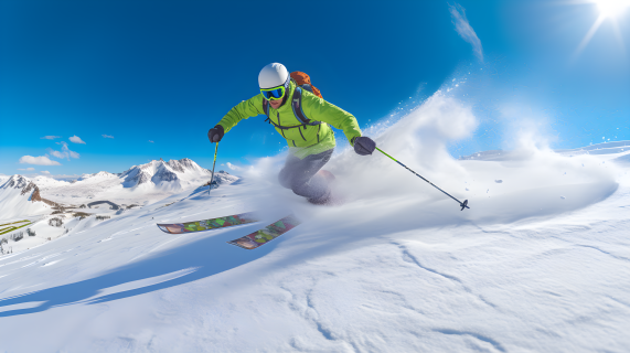 滑雪场里滑雪的人摄影图