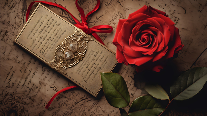 红玫瑰婚礼请柬摄影图片