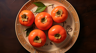越南风情暖色柿子摄影图