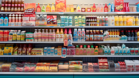 超市一整排饮料柜摄影图