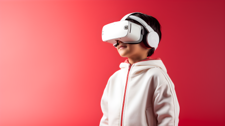 少女戴着VR头盔的摄影图片