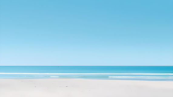 美丽白沙滩下的清澈蓝天摄影图片