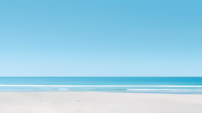 美丽白沙滩下的清澈蓝天摄影图片
