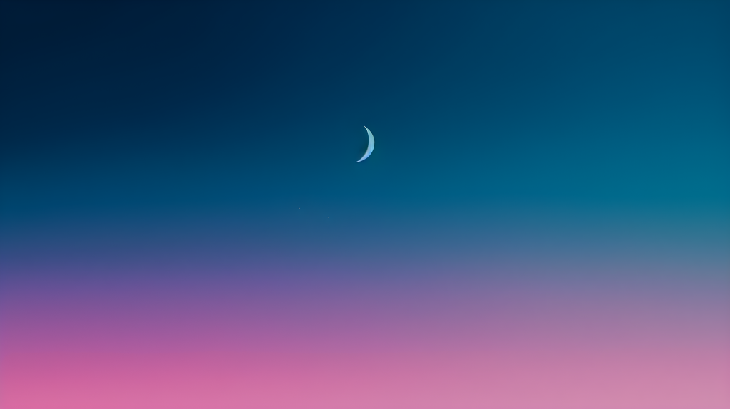 月亮在暮色中升起的弯月摄影图