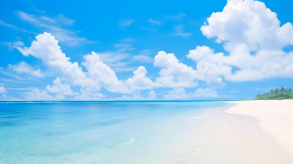 美丽沙滩与蓝色海水的摄影图片