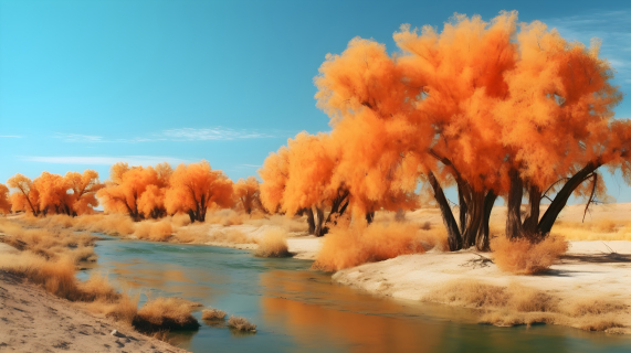 乌兹别克斯坦沙漠秋天风景摄影图片