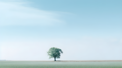 广阔田野中的孤独树摄影图