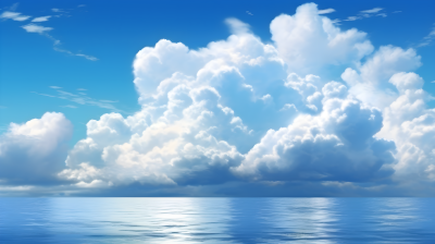 宁静海天一线浩渺天空云动摄影图