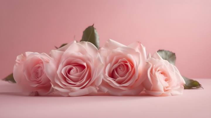 绽放的唯美粉色玫瑰花摄影图版权图片下载