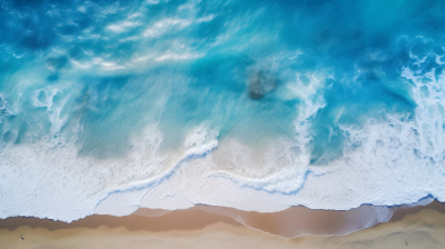 沙滩与蔚蓝浪潮摄影图