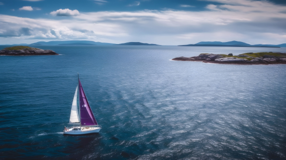 爱尔兰海上帆船度假蓝海中的摄影图片