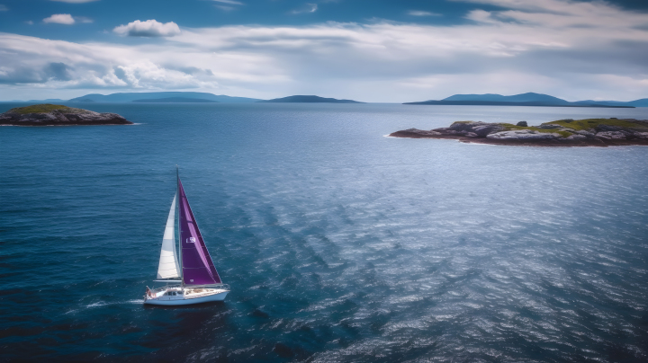 爱尔兰海上帆船度假蓝海中的摄影版权图片下载