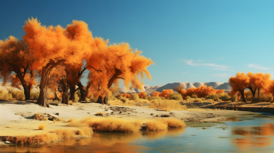 乌兹别克斯坦沙漠的秋天摄影图片