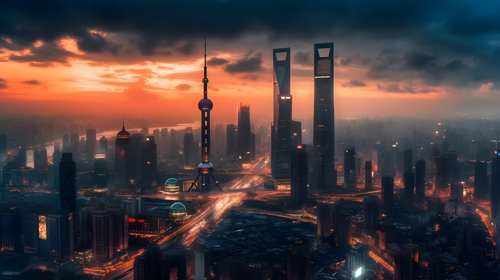 夜色微橙暗蓝摄影图