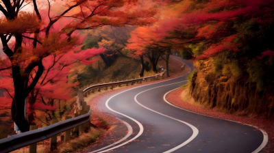 日本秋季色彩斑斓的街景摄影图片