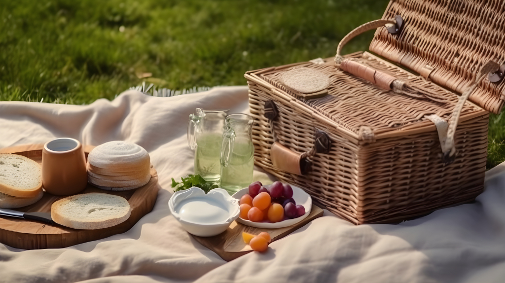 环保手工艺：完美野餐的摄影版权图片下载