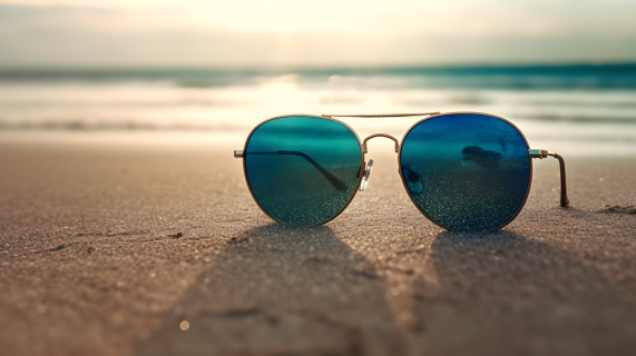 沙滩上的夏日蓝天镜摄影图片