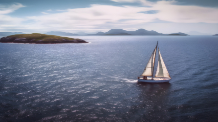 爱尔兰蓝海中的游艇租赁度假摄影图