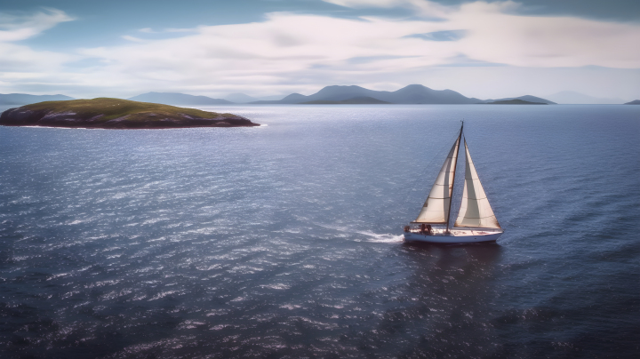 爱尔兰蓝海中的游艇租赁度假摄影图版权图片下载
