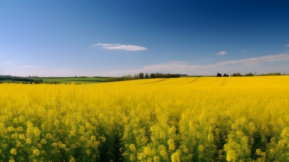 金黄油菜花田令人印象深刻的风景摄影图