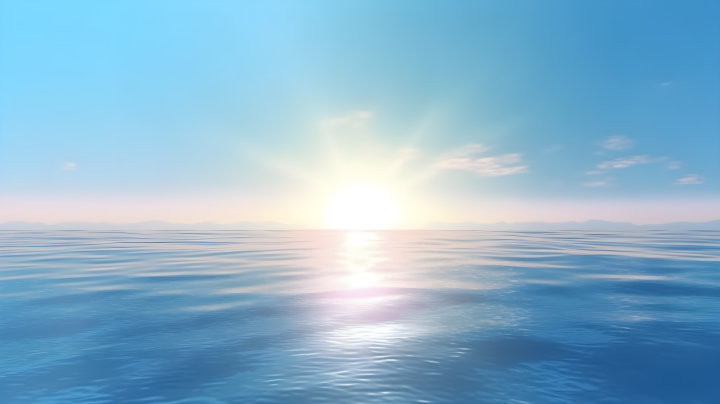 阳光照射在海洋上的梦幻浅蓝与淡蓝色摄影版权图片下载