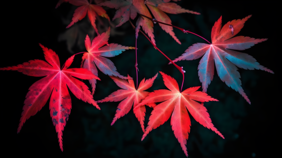 枫叶的红红色伊豆谦郎风格摄影图片