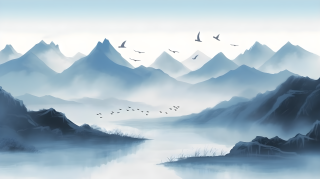 山水画中的鸟儿高清图