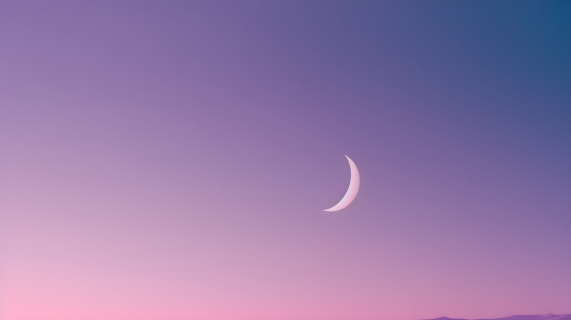 紫色天空和新月高清图