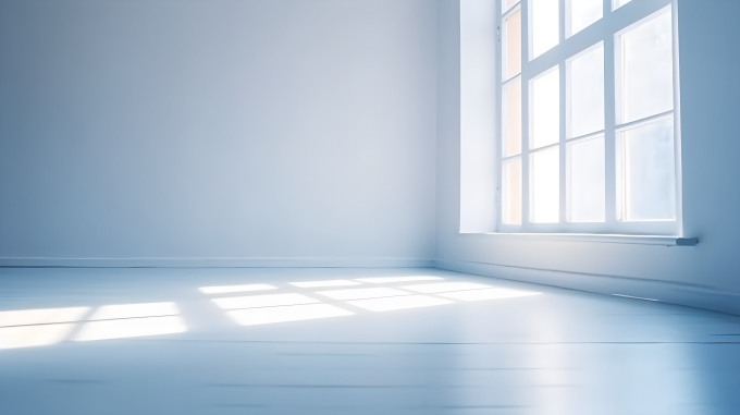 白房间中窗户的影子摄影图片