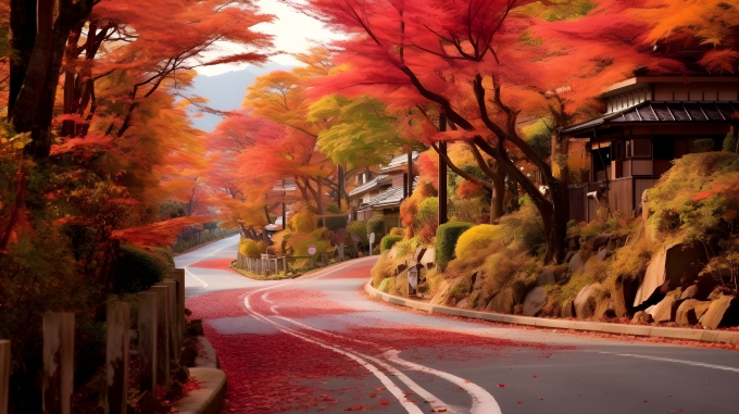 日本秋季多彩街景摄影图片