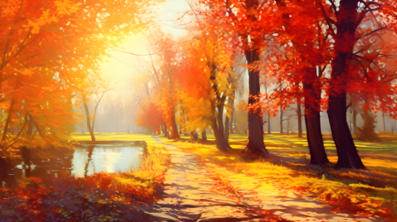 阳光透过树叶的路径摄影图