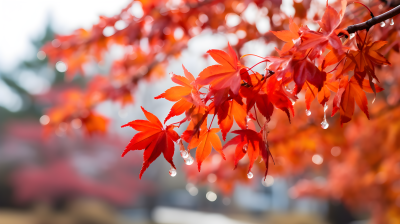 日本秋天红枫叶摄影图片