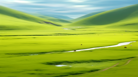 阳光明媚大草原摄影图