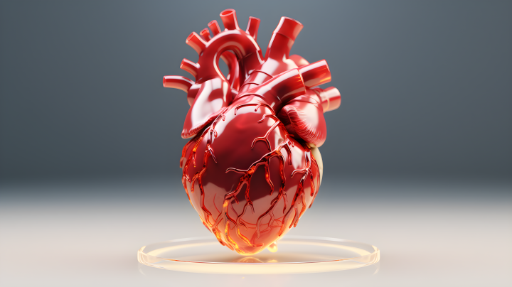 逼真人体心脏3D模型摄影版权图片下载