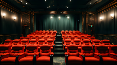 红绿落地影院和电影大厅内景摄影图片