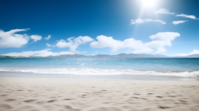 蓝天白云白色沙滩的摄影图片