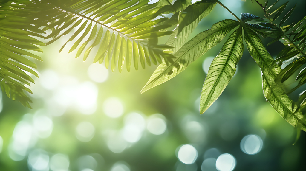 绿意盎然的热带棕榈叶摄影版权图片下载