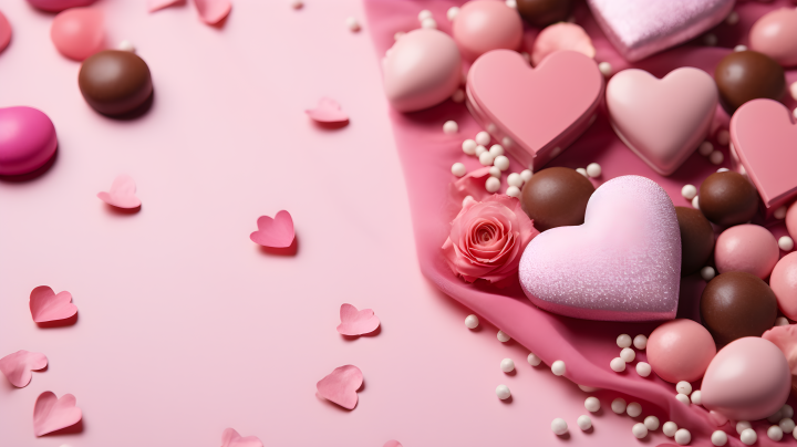 粉色心形巧克力摄影版权图片下载