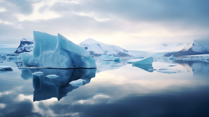 天空下的冰山迷人景色摄影版权图片下载